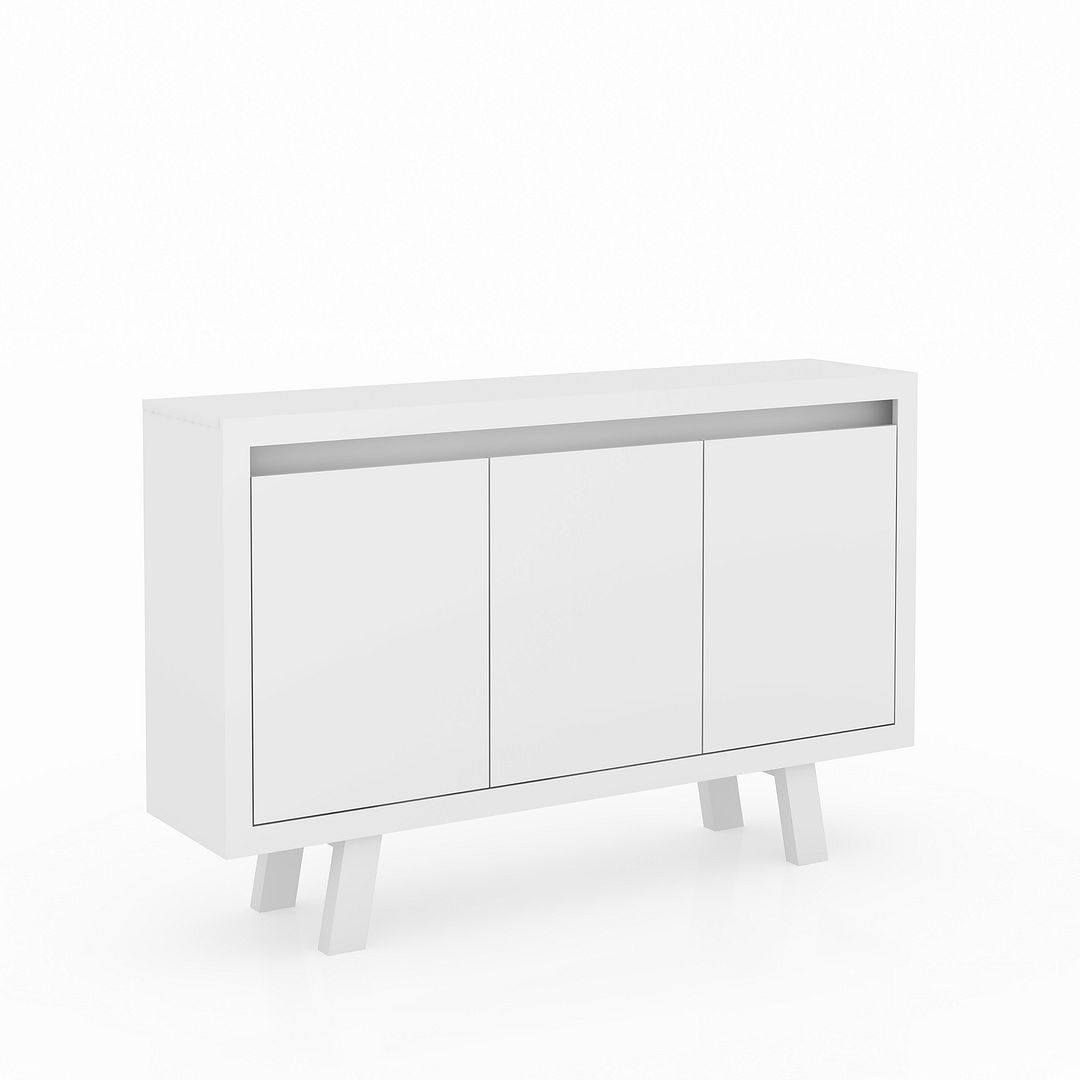 Balcão para Escritório 136cm com 3 portas e 1 Prateleira MDP Branco Tecnomobili