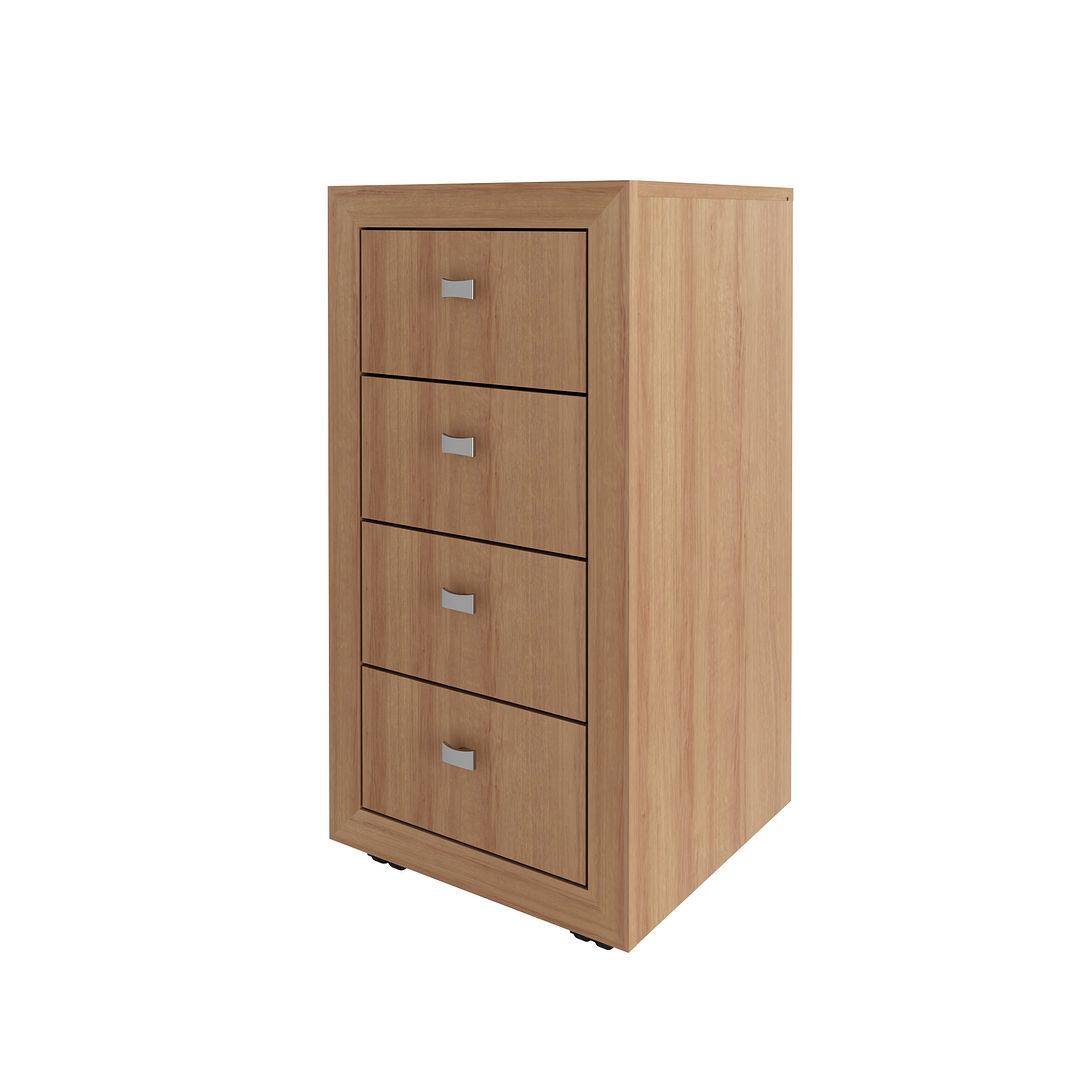 Conjunto de Escritório com 2 Balcões 60cm 2 Portas e 1 Prateleira e Gaveteiro com 4 Gavetas MDP Amêndoa Tecnomobili