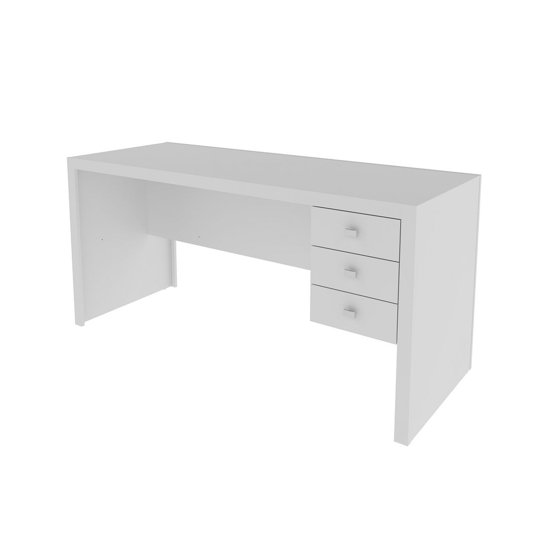 Mesa para Escritório 155cm com 3 Gavetas Reversível MDP Branco Tecnomobili