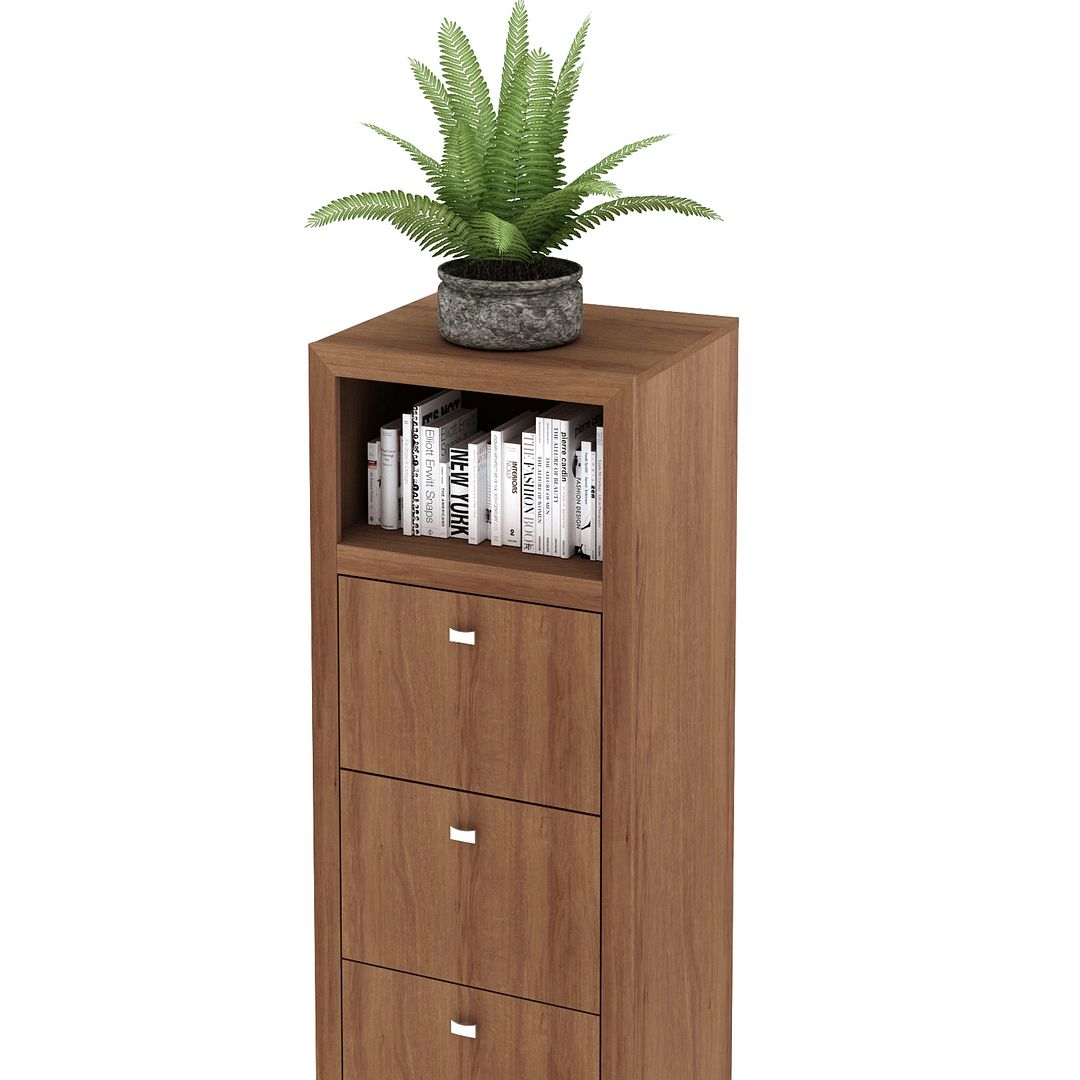 Conjunto de Escritório com Balcão 60cm com 2 Portas e 1 Prateleira e Gaveteiro com 3 Gavetas MDP Amêndoa Tecnomobili