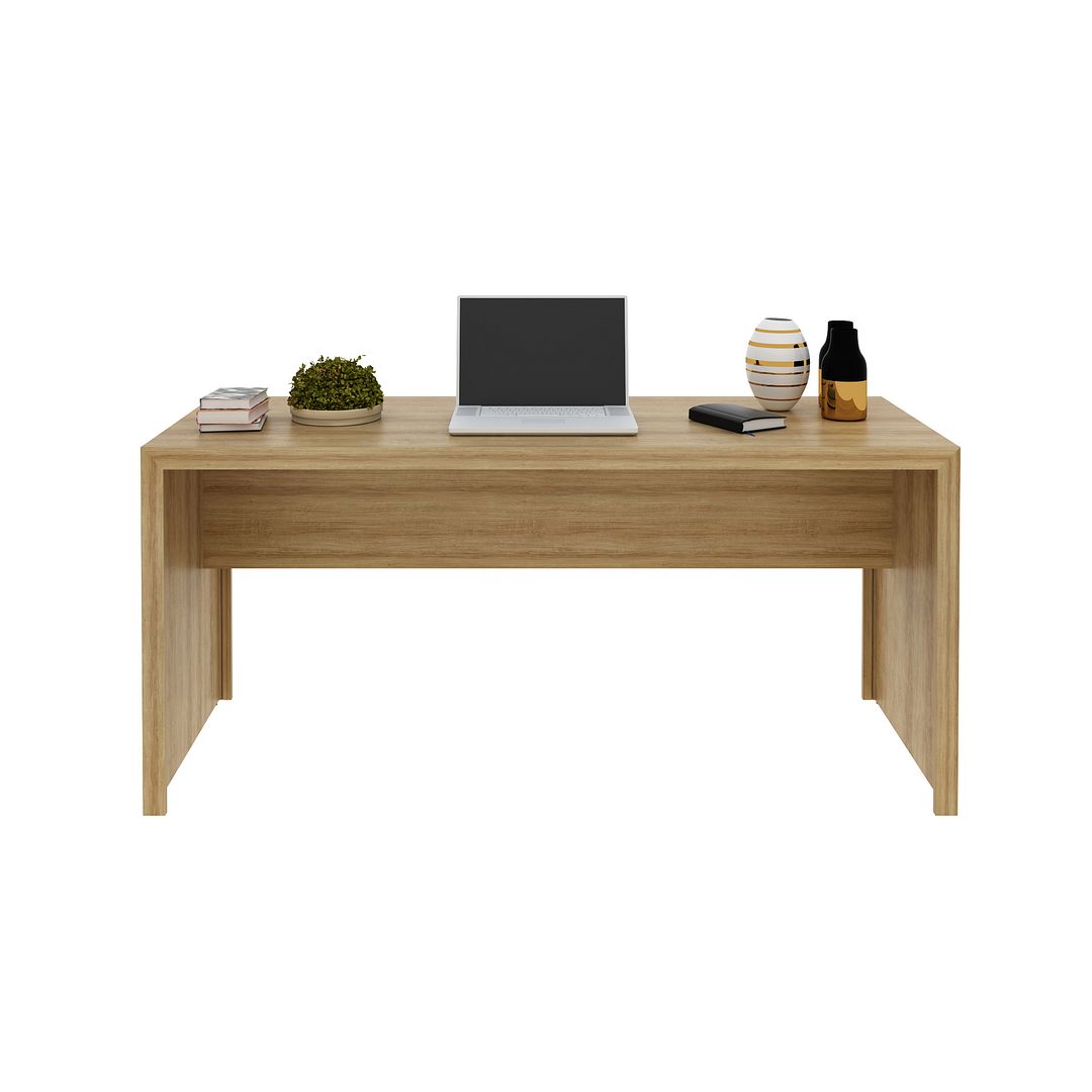 Conjunto de Escritório com Gaveteiro com Rodinhas 3 Gavetas e Mesa para Escritório 163cm MDP Amêndoa Tecnomobili
