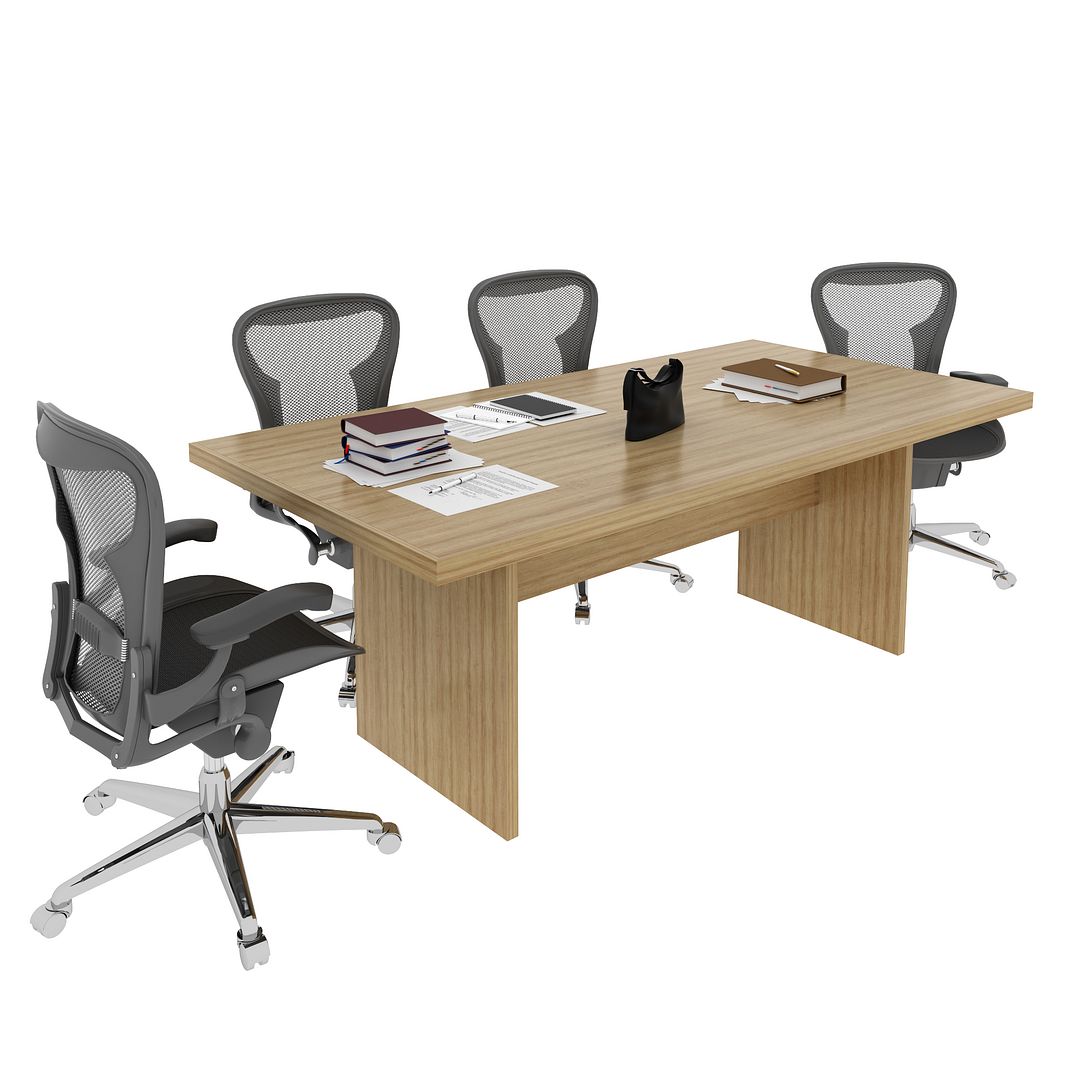 Conjunto de Escritório com Mesa de Reunião e Painel MDP Amêndoa Tecnomobili