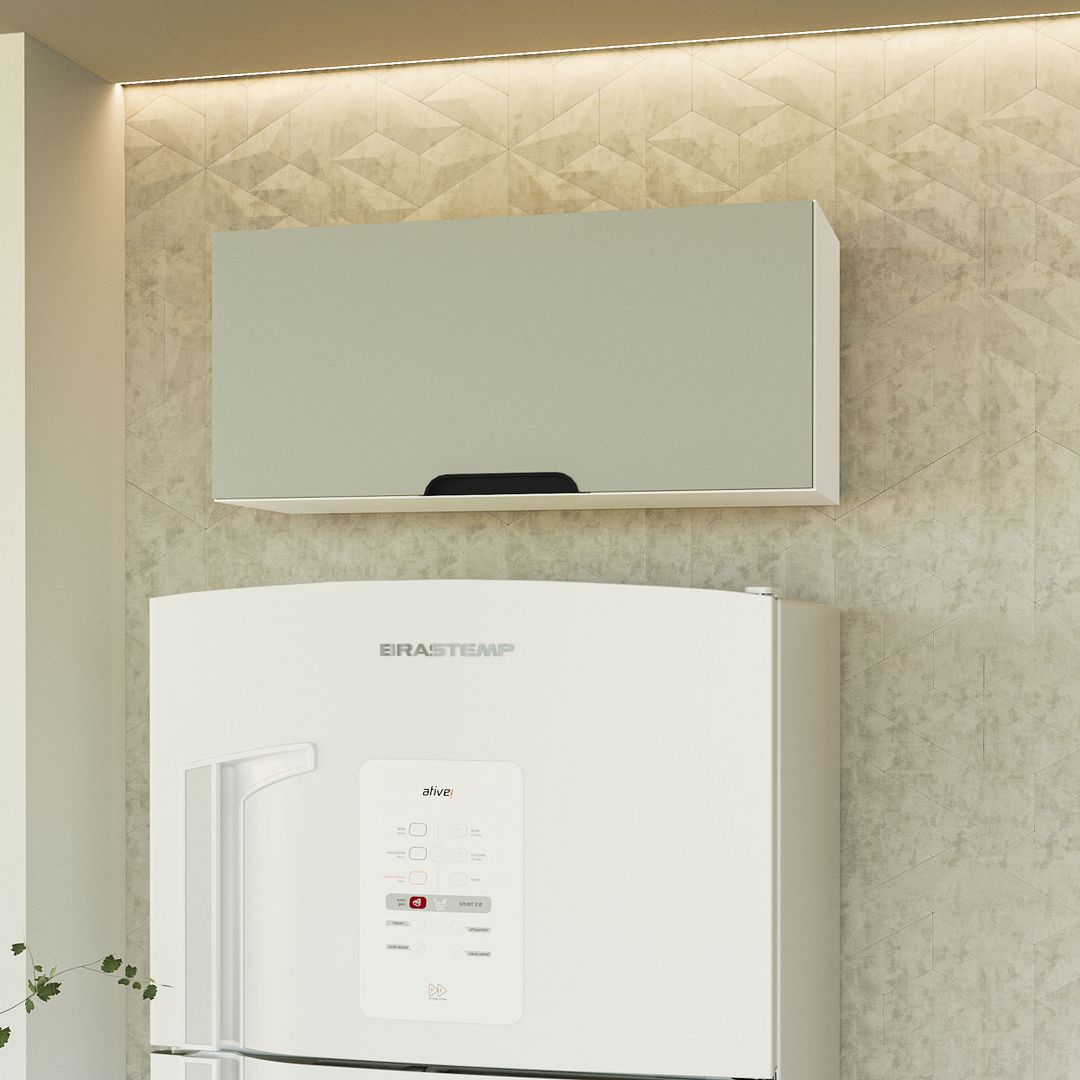 Armário Aéreo Basculante 80cm Com Abertura Basculante E Pintura Uv Em Mdp Politorno