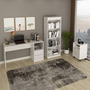 Conjunto de Escritório com Estante 4 Prateleiras, Escrivaninha com 2 Gavetas e Gaveteiro MDP Branco Tecnomobili