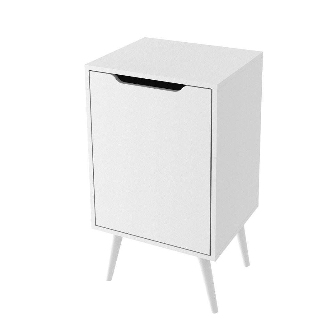 Balcão Gabinete para Banheiro 45cm com 1 Porta 1 Prateleira MDP Branco Pés Retrô Palito Tecnomobili
