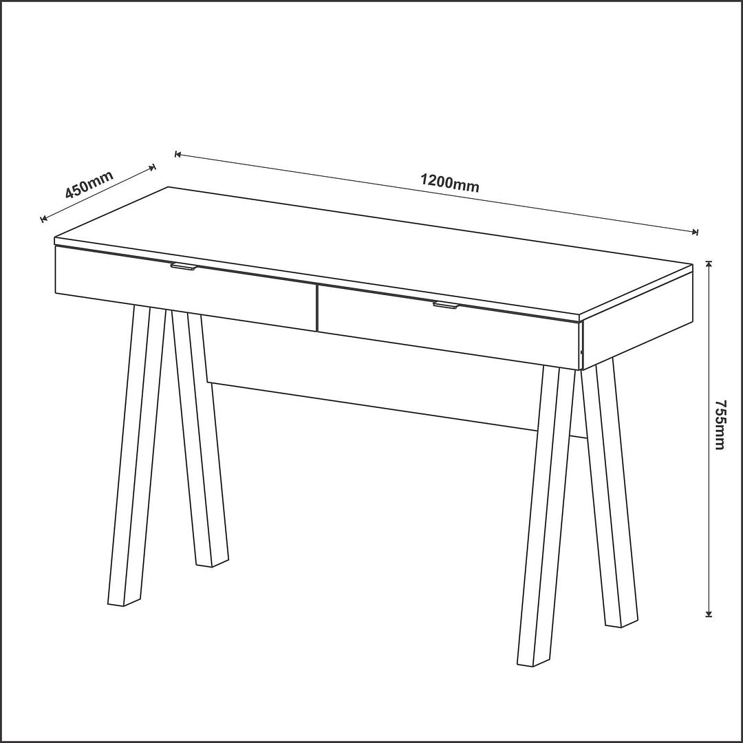 Conjunto de Escritório com Balcão, Armário 2 Portas e Escrivaninha Cavalete 120cm 2 Gavetas MDP Amêndoa Tecnomobili