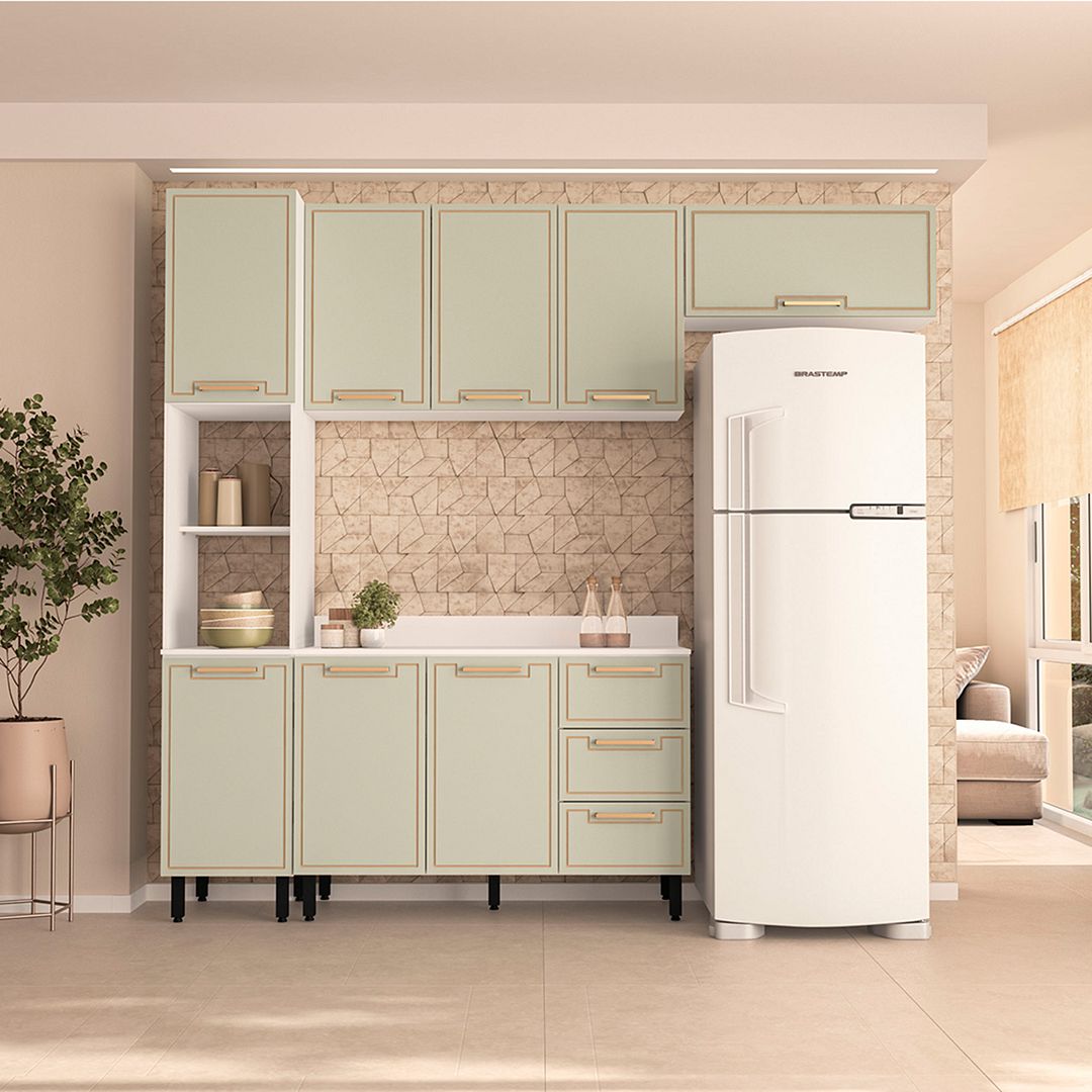 Cozinha Completa 4 Peças 225x240cm Com Organização E Design Moderno Em Mdp/mdf Politorno