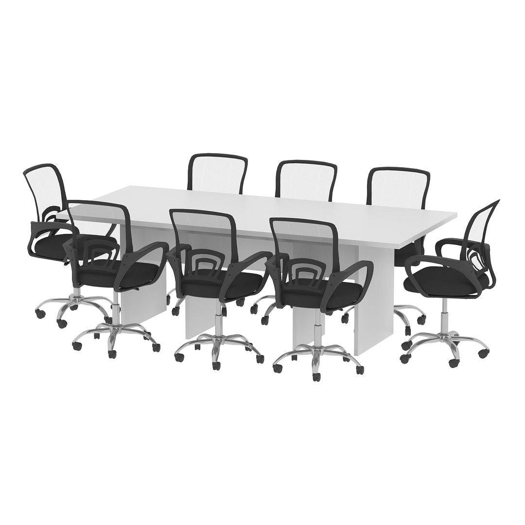 Mesa de Reunião para Escritório 220cm MDP Branco Tecnomobili