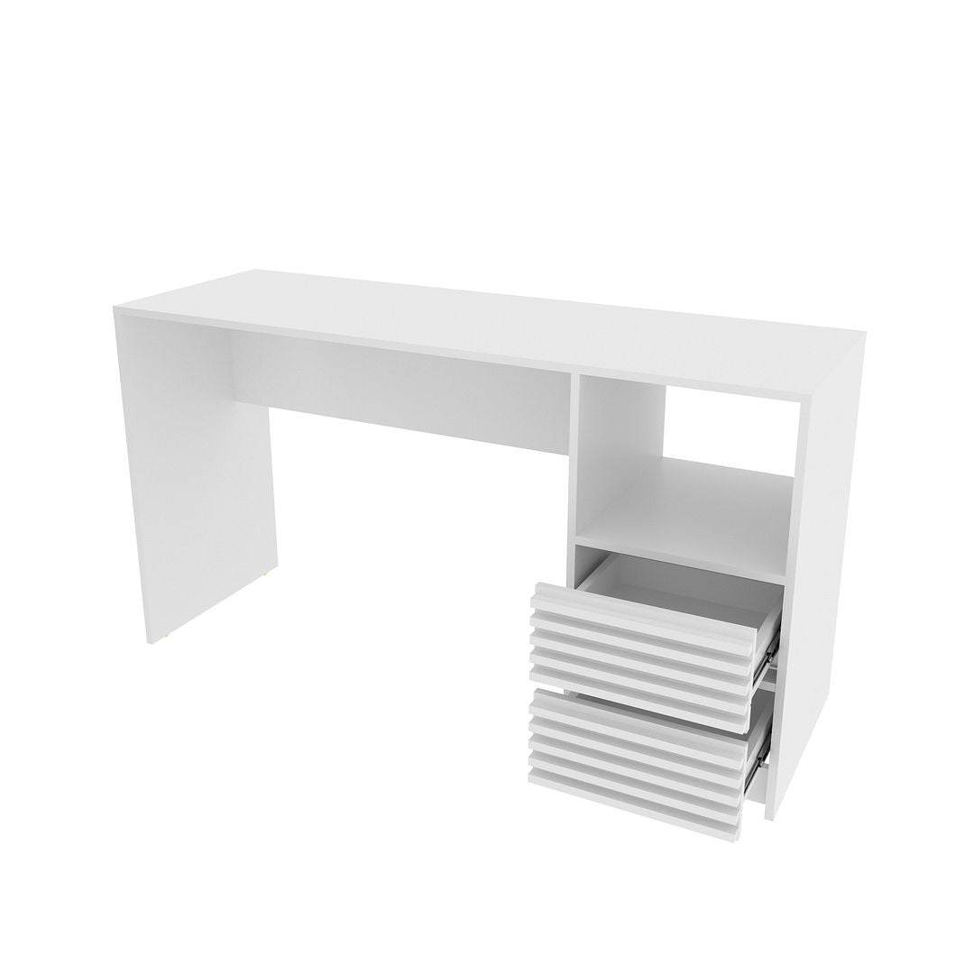 Escrivaninha 135,8cm com 2 Gavetas MDP Branco Tecnomobili
