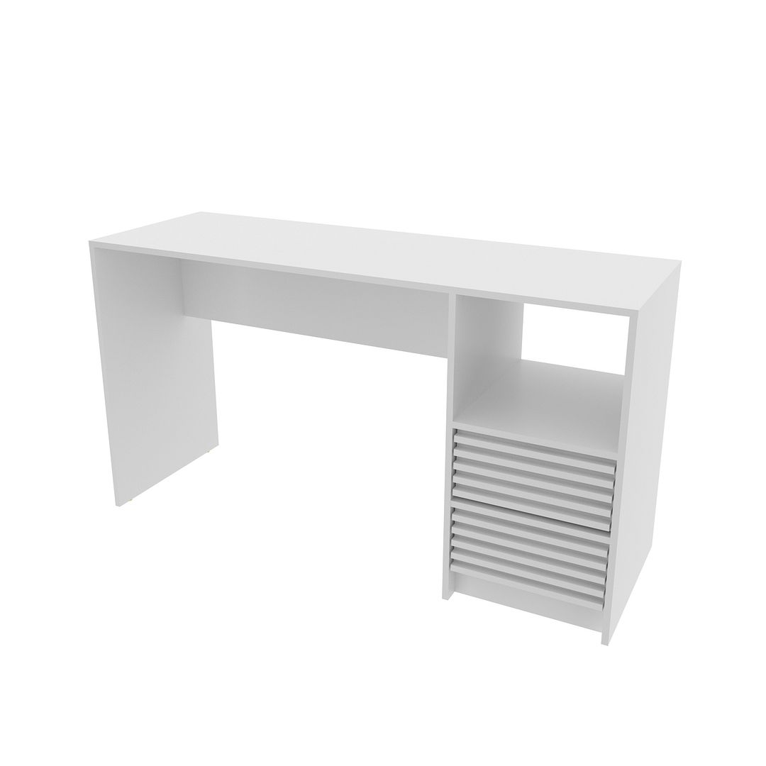 Escrivaninha 135,8cm com 2 Gavetas MDP Branco Tecnomobili