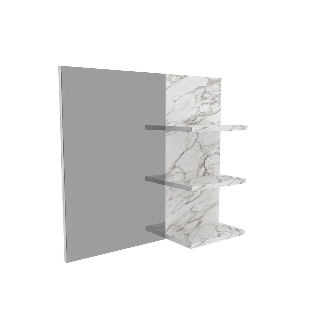 Conjunto de Banheiro com Balcão Gabinete Suspenso 1 Porta e Espelho Suspenso com 3 Prateleiras MDP Branco Tecnomobili