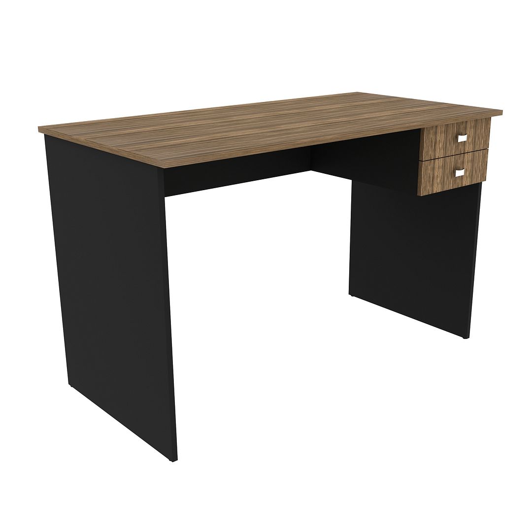 Mesa para Escritório 117cm com 2 Gavetas MDP Nogal/Preto Tecnomobili