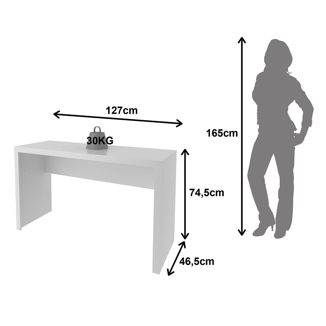 Mesa para Escritório 127cm MDP Branco Design ModernoTecnomobili