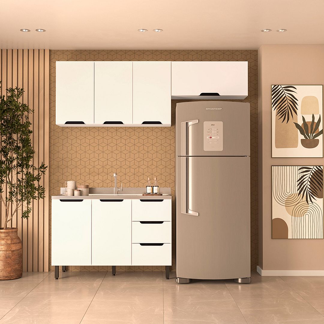 Cozinha Completa 3 Peças 225x200cm Com Corrediça Telescópica Em Mdp/mdf Politorno