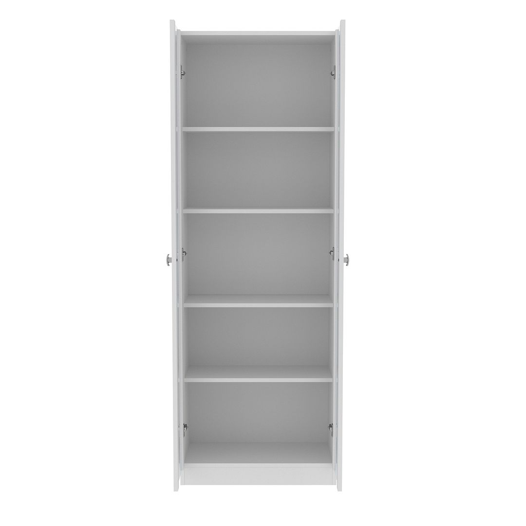 Cristaleira com 2 Portas de Vidro e 4 Prateleiras MDP Branco Tecnomobili