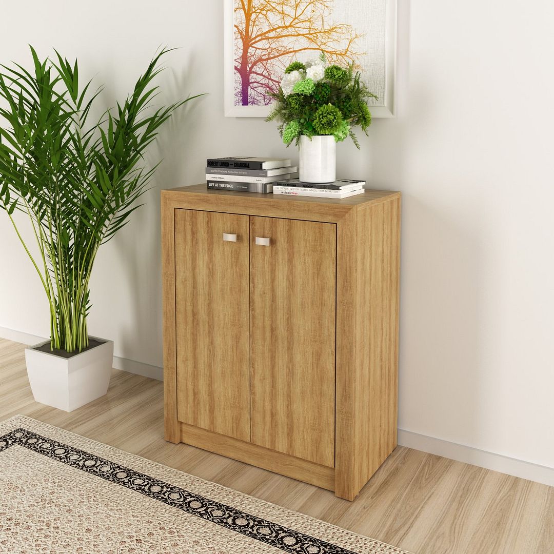 Conjunto de Escritório com Balcão, Mesa 1 Gaveta e Armário Alto com 2 Portas e 5 Prateleiras MDP Amêndoa Tecnomobili