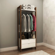Armário Closet com 2 Gavetas Cabideiro e 1 Prateleira MDP Branco/Nogal Tecnomobili