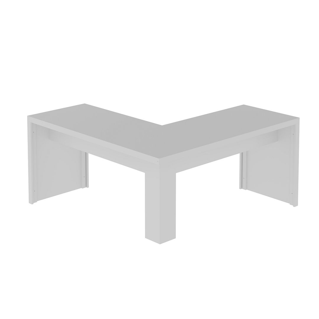 Mesa para Escritório Angular em L 157,3cm MDP Branco Acabamento Pintura UV Tecnomobili