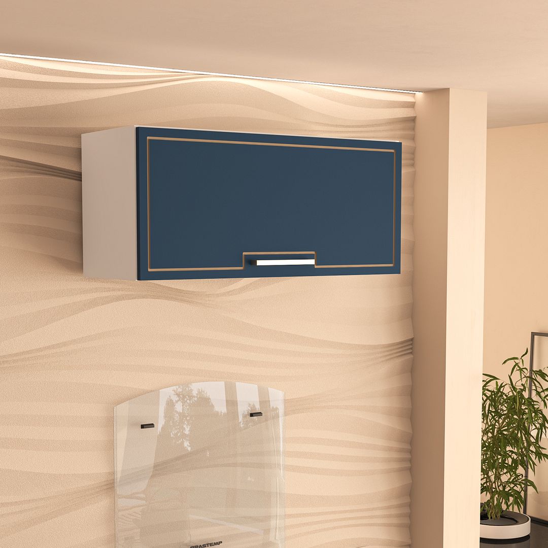 Armário Aéreo Basculante 80cm Para Geladeira Com Acabamento Usinado Em Mdp/mdf Politorno
