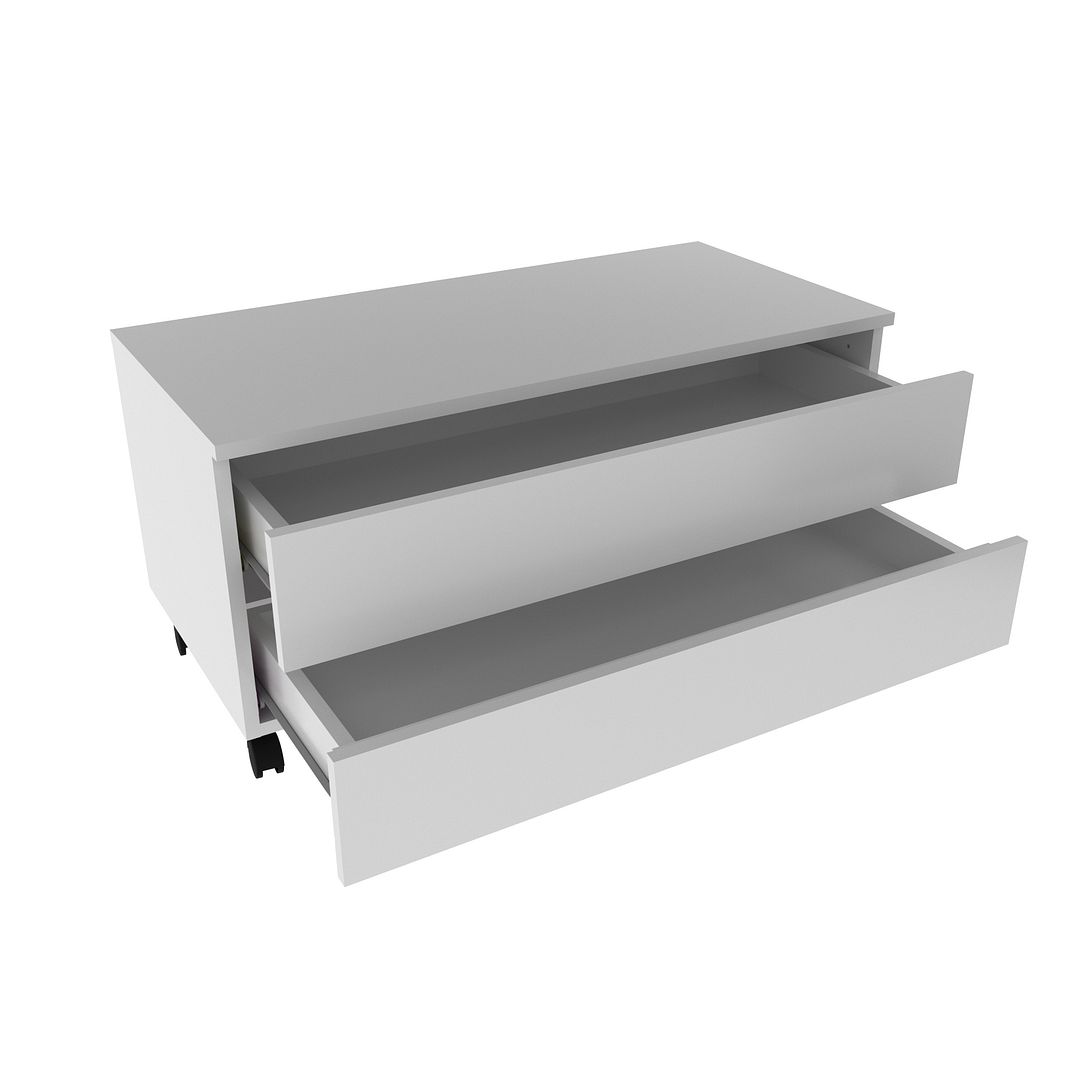Conjunto de Banheiro com Balcão Gabinete 2 Gavetas e Espelho Suspenso  80cm com 1 Porta Lateral MDP Branco