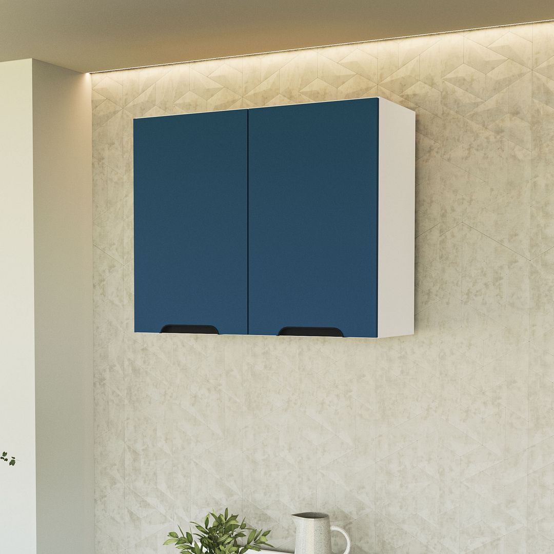 Armário Aéreo 2 Portas 80cm Com Acabamento Ff E Pintura Uv Em Mdp Politorno