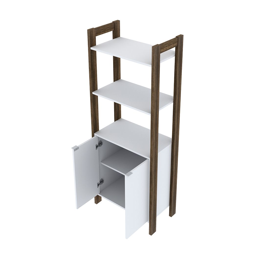 Estante para Escritório Multiuso com 2 Portas e 1 Prateleira MDP Branco/Nogal Tecnomobili
