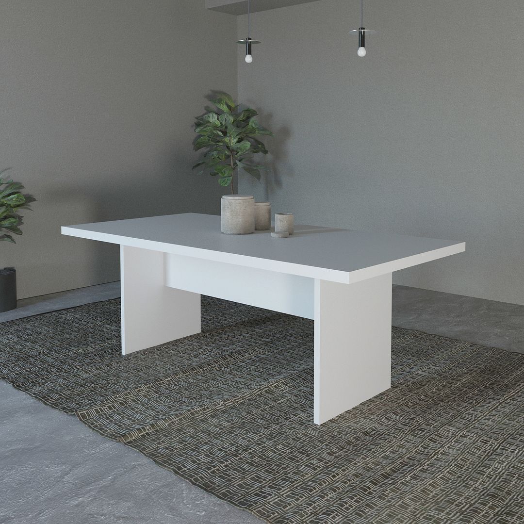 Mesa para Sala de Jantar 6 Lugares 200x100cm MDP Branco Tecnomobili