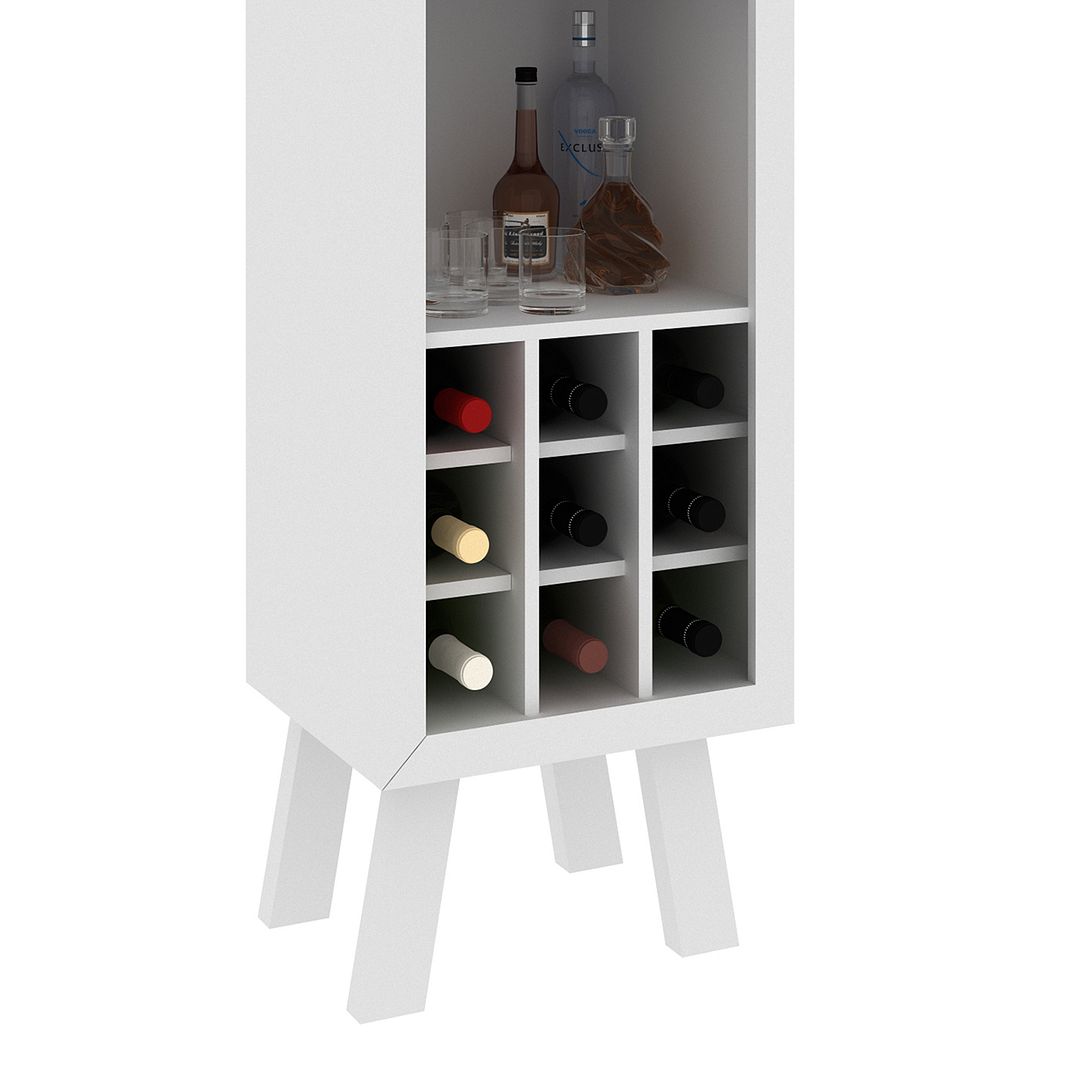 Adega Bar para 9 Garrafas MDP Branco com 2 Porta Taças Tecnomobili