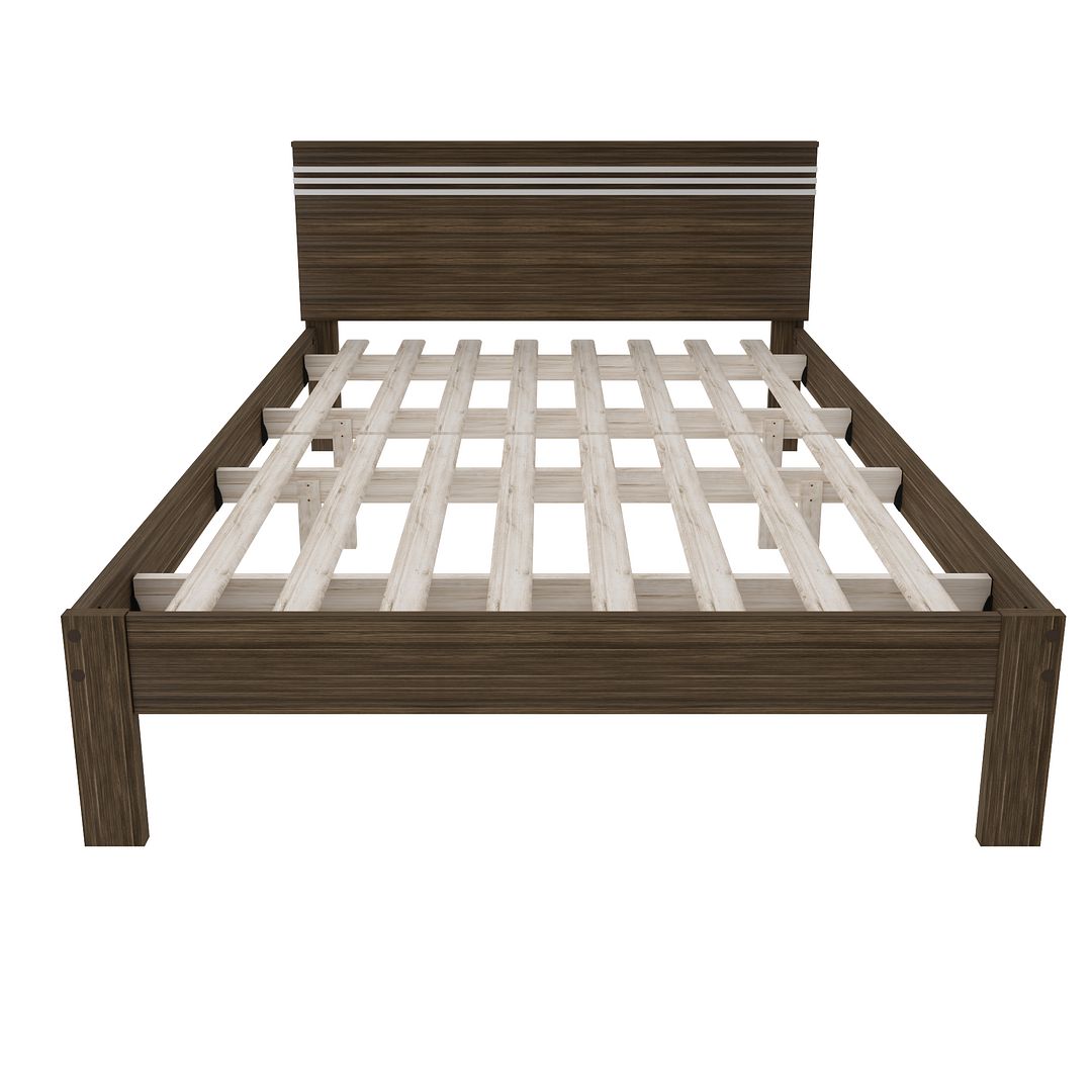Cama de Casal Tradicional 138x188cm MDP Nogal/Branco Até 260kg Tecnomobili