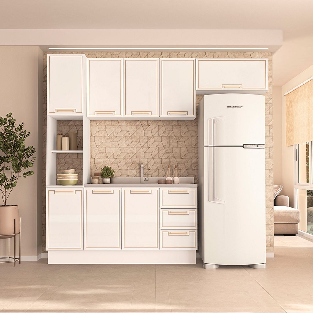 Cozinha Completa 4 Peças 225x240cm Com Paneleiro E Organização Em Mdp/mdf Politorno