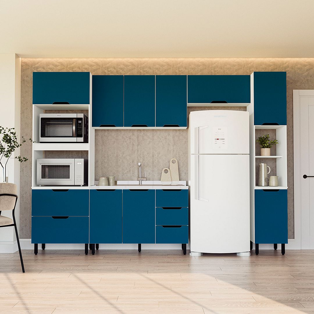 Cozinha Completa 5 Peças 225x310cm Com Amplo Espaço E Pintura Uv Em Mdp/mdf Politorno