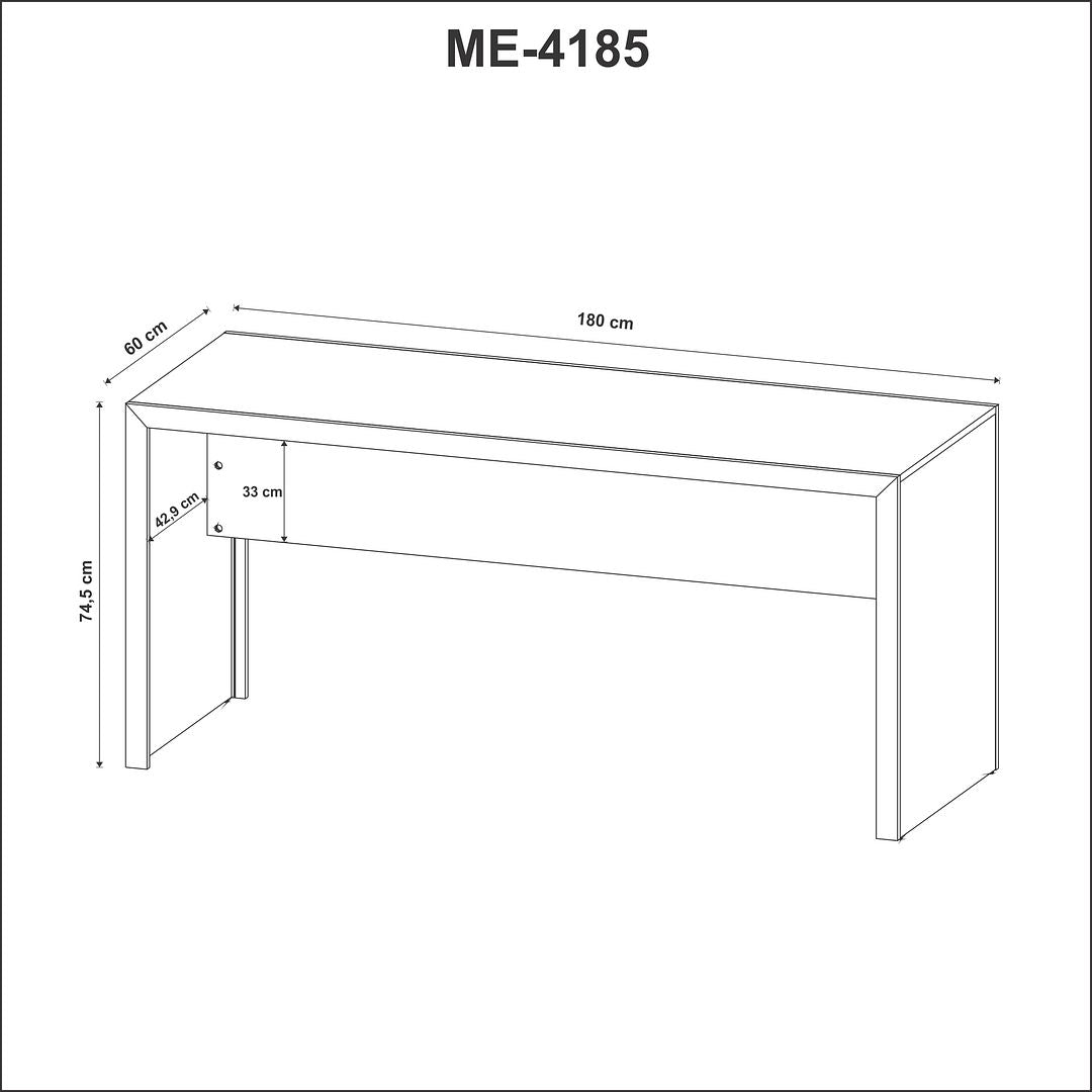Conjunto de Escritório com Gaveteiro com  Rodinhas 3 Gavetas e Mesa para Escritório 180cm MDP Amêndoa Tecnomobili