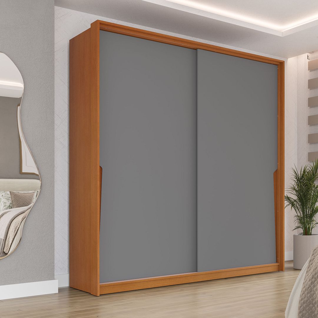 Guarda-Roupa 2 Portas De Correr 2 Gavetas 180cm Com Corrediça Telescópica Em Mdp/mdf Politorno