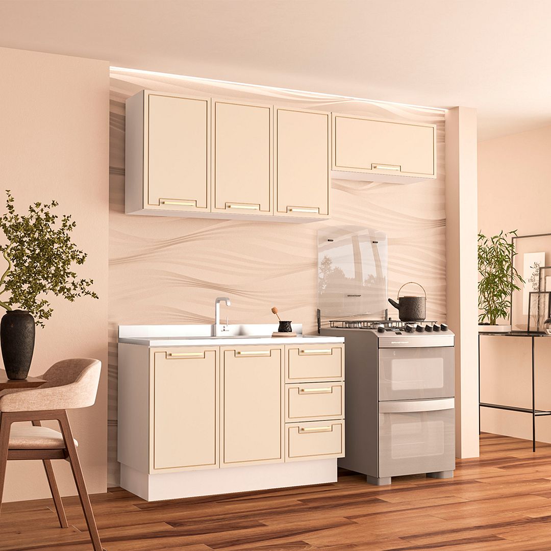 Cozinha Completa 3 Peças 225x200cm Com Design Compacto E Funcional Em Mdp/mdf Politorno