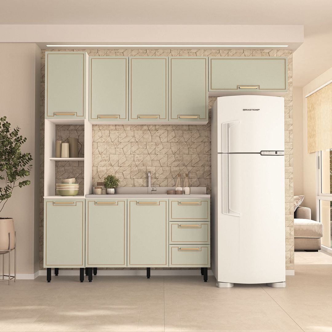 Cozinha Completa 4 Peças 225x240cm Com Paneleiro E Organização Em Mdp/mdf Politorno