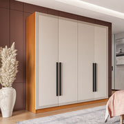 Guarda-Roupa 4 Portas 4 Gavetas 161cm Com Detalhes Usinados E Corrediça Telescópica Em Mdp/mdf Politorno