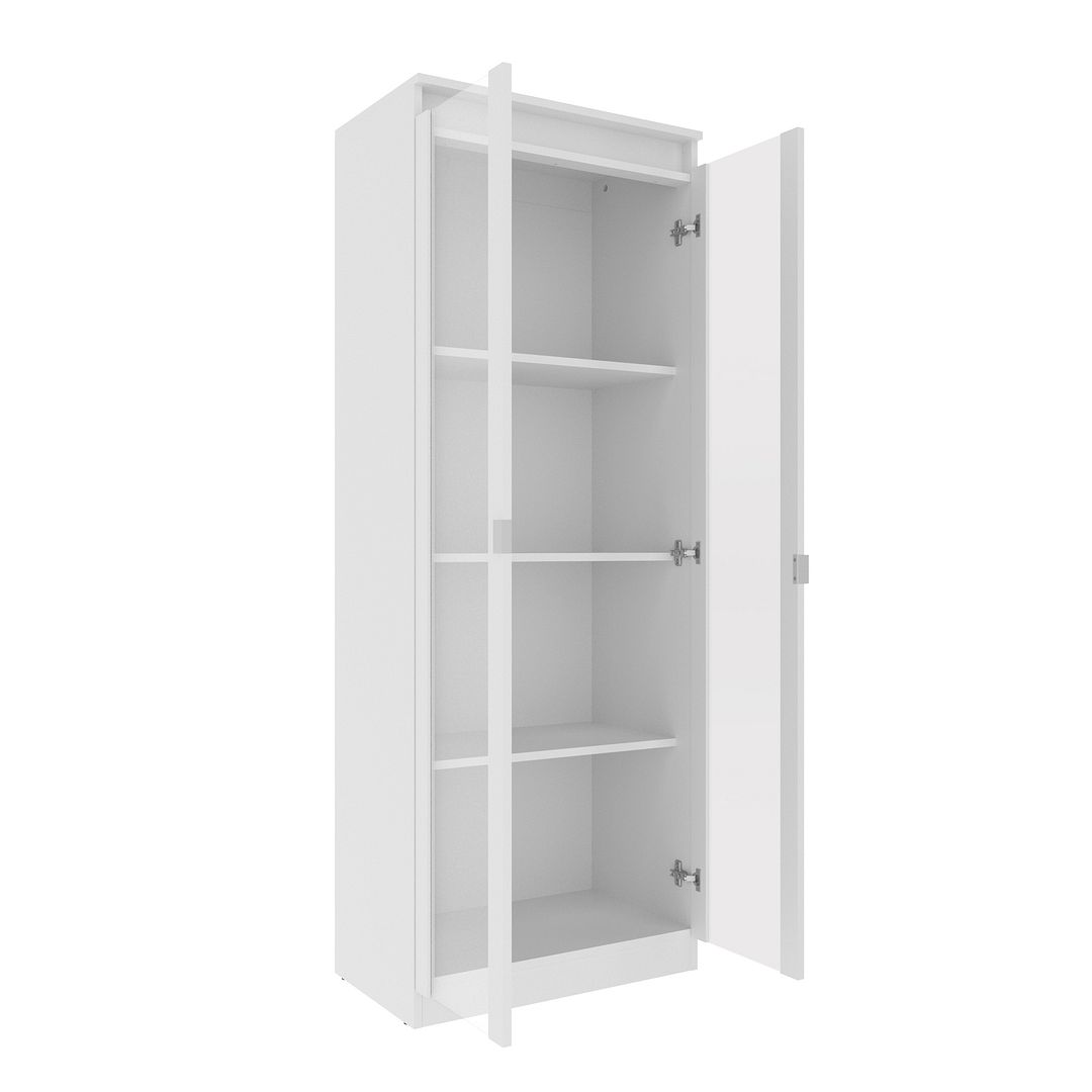 Armário Multiuso com 2 Portas de Vidro e 3 Prateleiras MDP Branco Tecnomobili