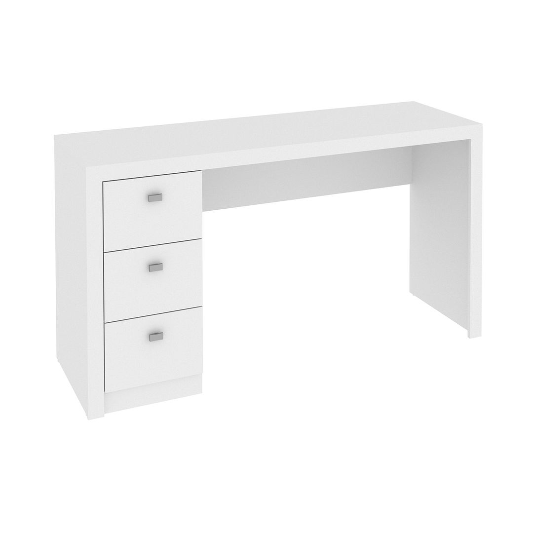 Mesa para Escritório Reta 140cm com 3 Gavetas MDP Branco Tecnomobili