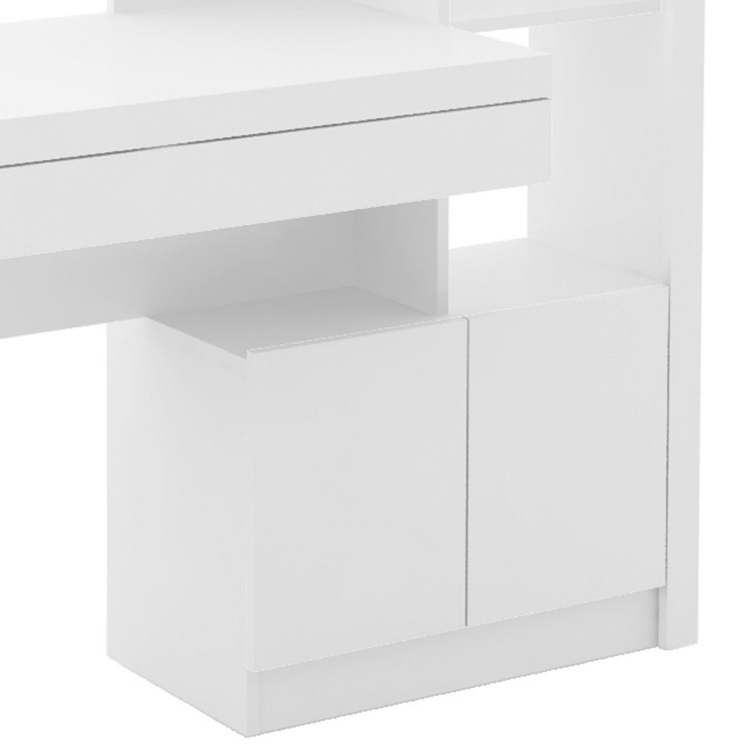 Escrivaninha Estante com 2 Portas e 1 Gaveta Funcional MDP Branco Tecnomobili