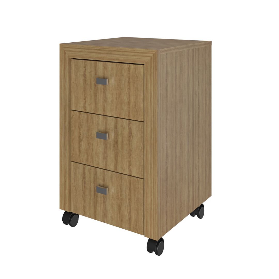 Conjunto de Escritório com Gaveteiro com  Rodinhas 3 Gavetas e Mesa para Escritório 180cm MDP Amêndoa Tecnomobili
