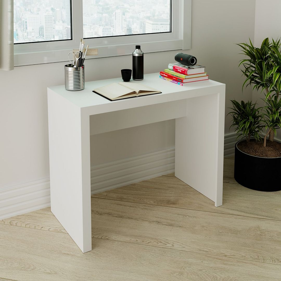 Mesa para Escritório 90cm MDP Branco Design Moderno Tecnomobili