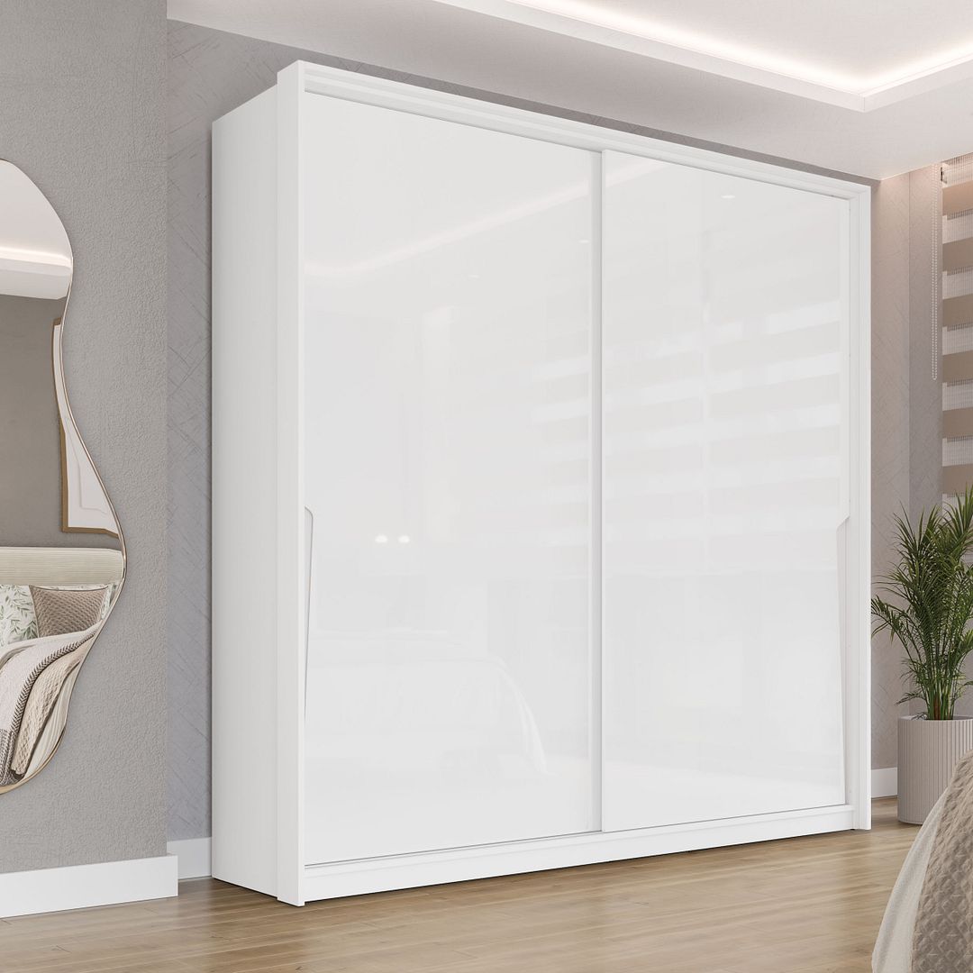 Guarda-Roupa 2 Portas De Correr 2 Gavetas 180cm Com Corrediça Telescópica Em Mdp/mdf Politorno