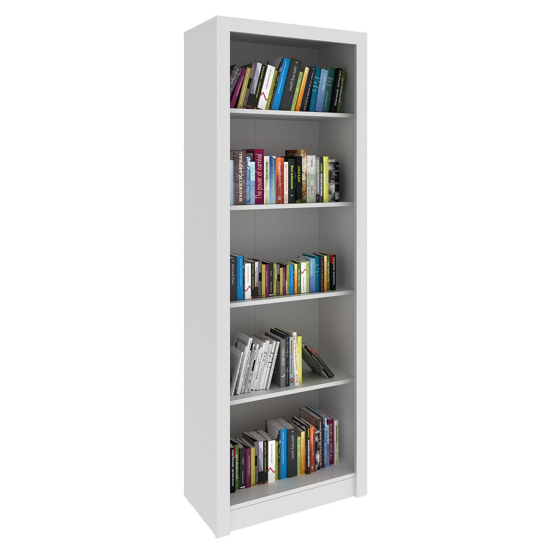 Conjunto de Escritório com Balcão, Estante , Armário e Mesa 138,5cm Formato em L 2 Gavetas MDP Branco Tecnomobili