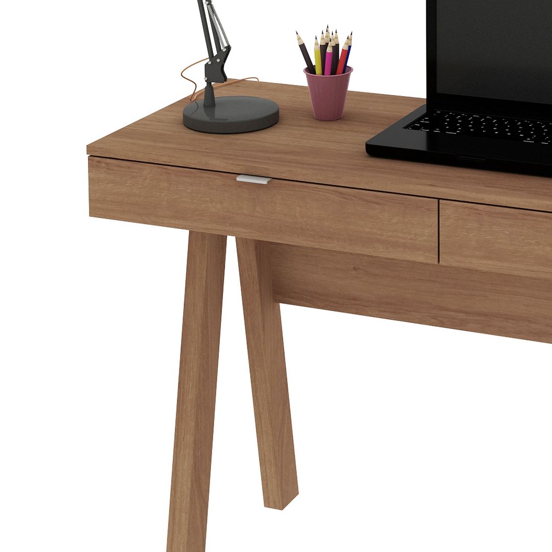 Conjunto de Escritório com Gaveteiro 3 Gavetas e Escrivaninha Cavalete 120cm com 2 Gavetas MDP Amêndoa Tecnomobili