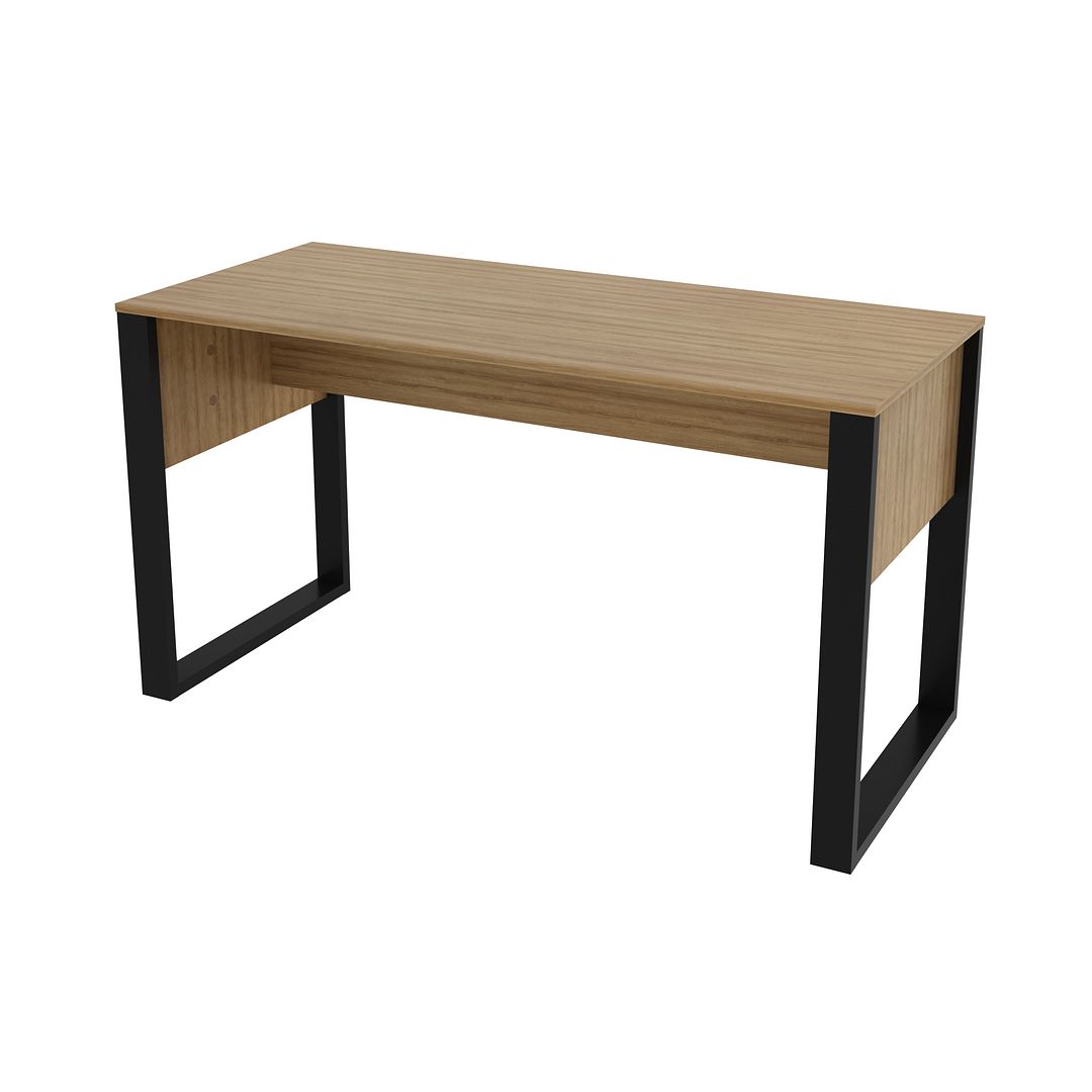 Escrivaninha Mesa para Escritório 136cm MDP Amêndoa/Preto Tecnomobili