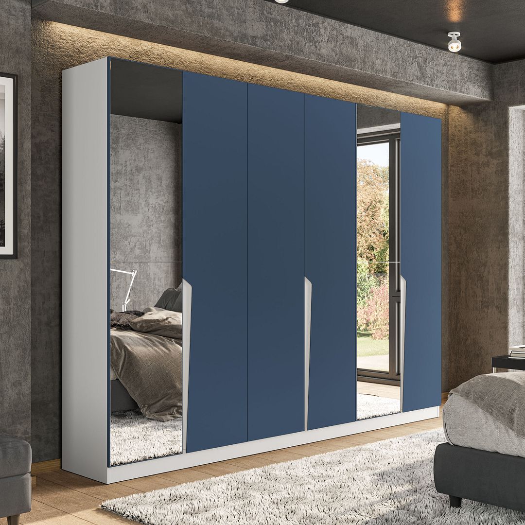 Guarda-Roupa 6 Portas 4 Gavetas Com Espelho 242cm Em Mdp/mdf Politorno
