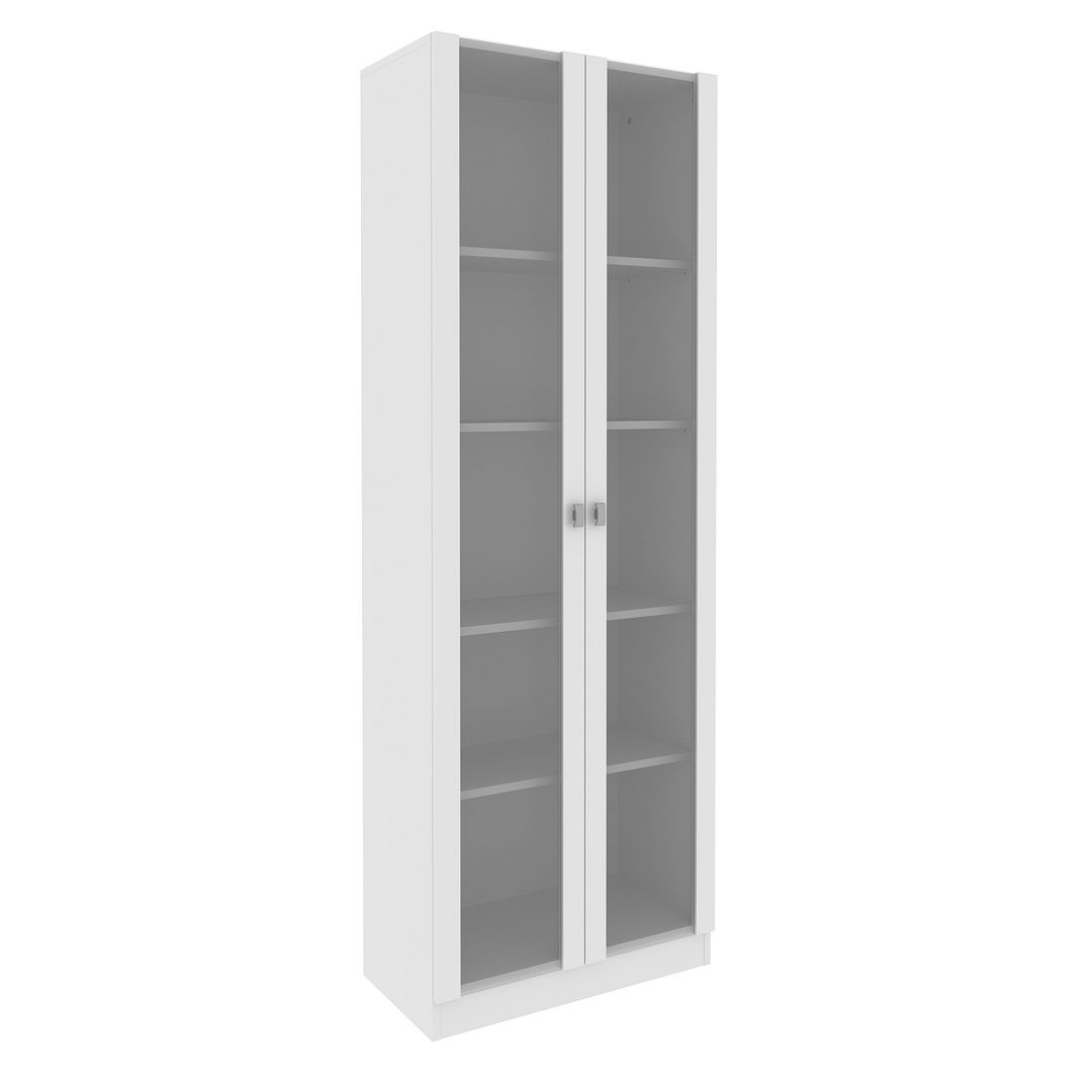 Cristaleira com 2 Portas de Vidro e 4 Prateleiras MDP Branco Tecnomobili