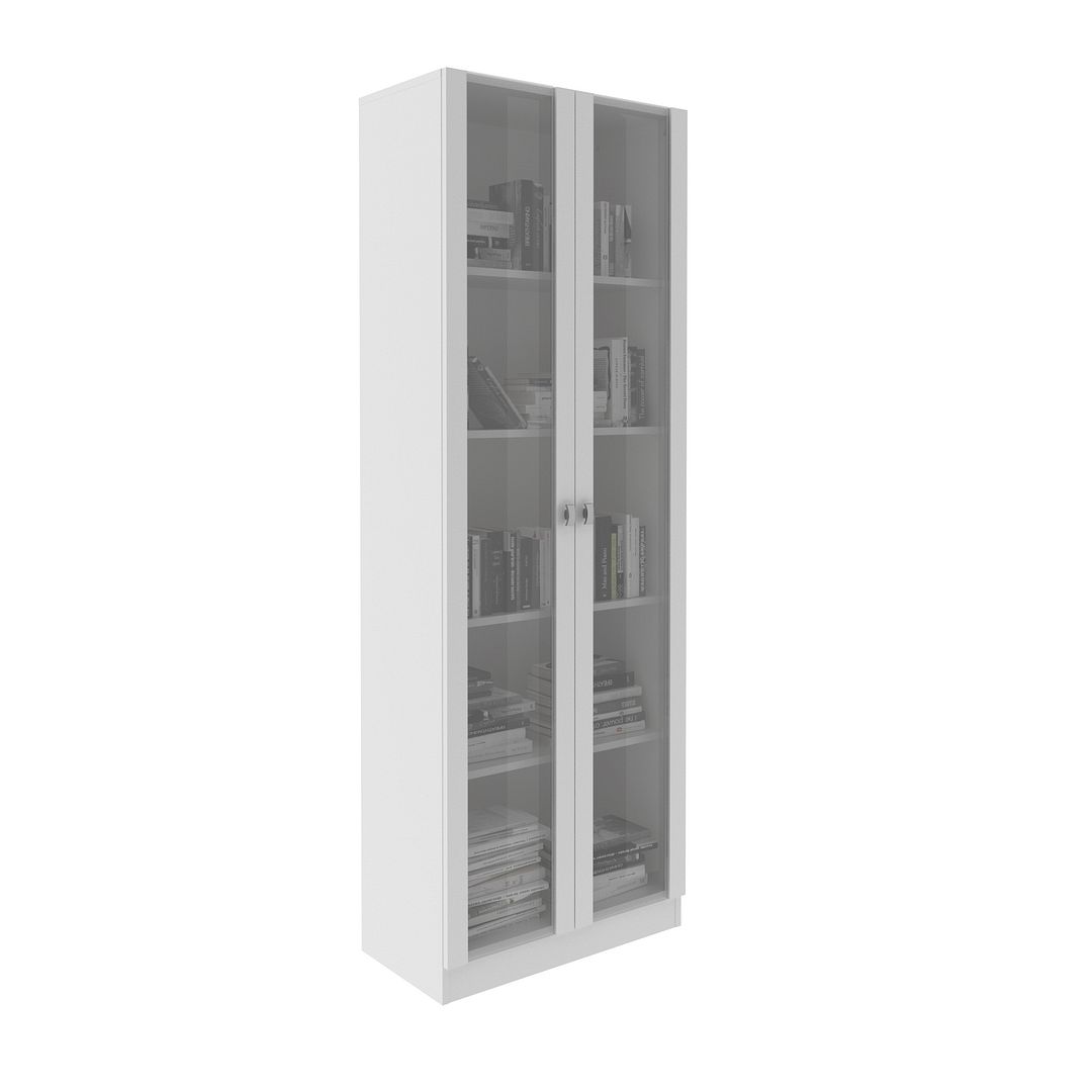 Armário para Escritório com 2 Portas de Vidro e 5 Prateleiras MDP Branco Tecnomobili