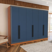 Guarda-Roupa 6 Portas 4 Gavetas 242cm Com Detalhes Usinados E Corrediça Telescópica Em Mdp/mdf Politorno