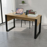 Escrivaninha Mesa para Escritório 136cm MDP Amêndoa/Preto Tecnomobili